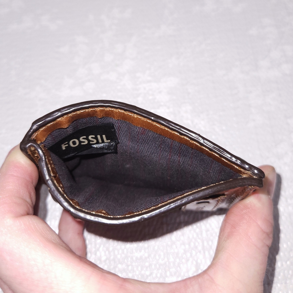 FOSSIL Brown Leather Money Clip Card Wallet - Picture 7 of 9